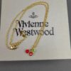 West Queen Cherry Necklace, Bracelet, Earrings in Gold Color