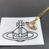 West Queen Saturn Necklace with Powder Diamond in Gold Color