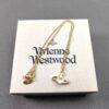West Queen Saturn Necklace with Powder Diamond in Gold Color
