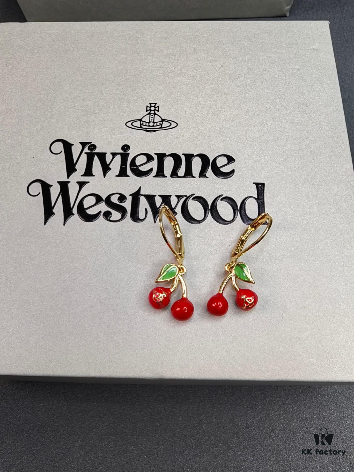 West Queen Cherry Necklace, Bracelet, Earrings in Gold Color