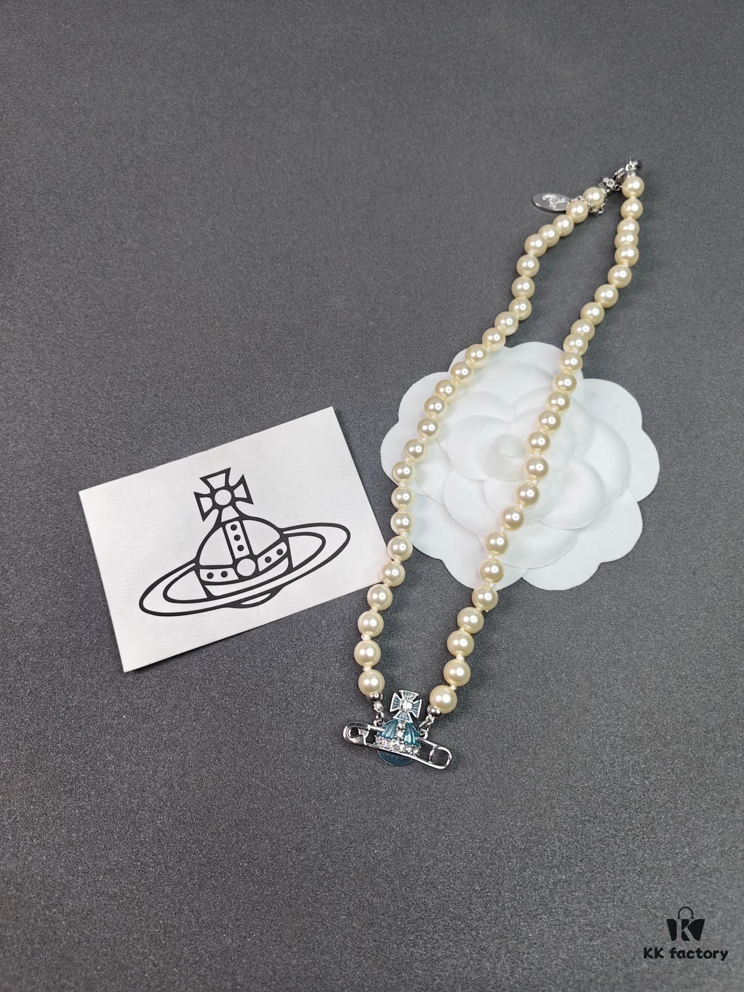 Vivienne Westwood Blue Enamel Saturn Brooch Set