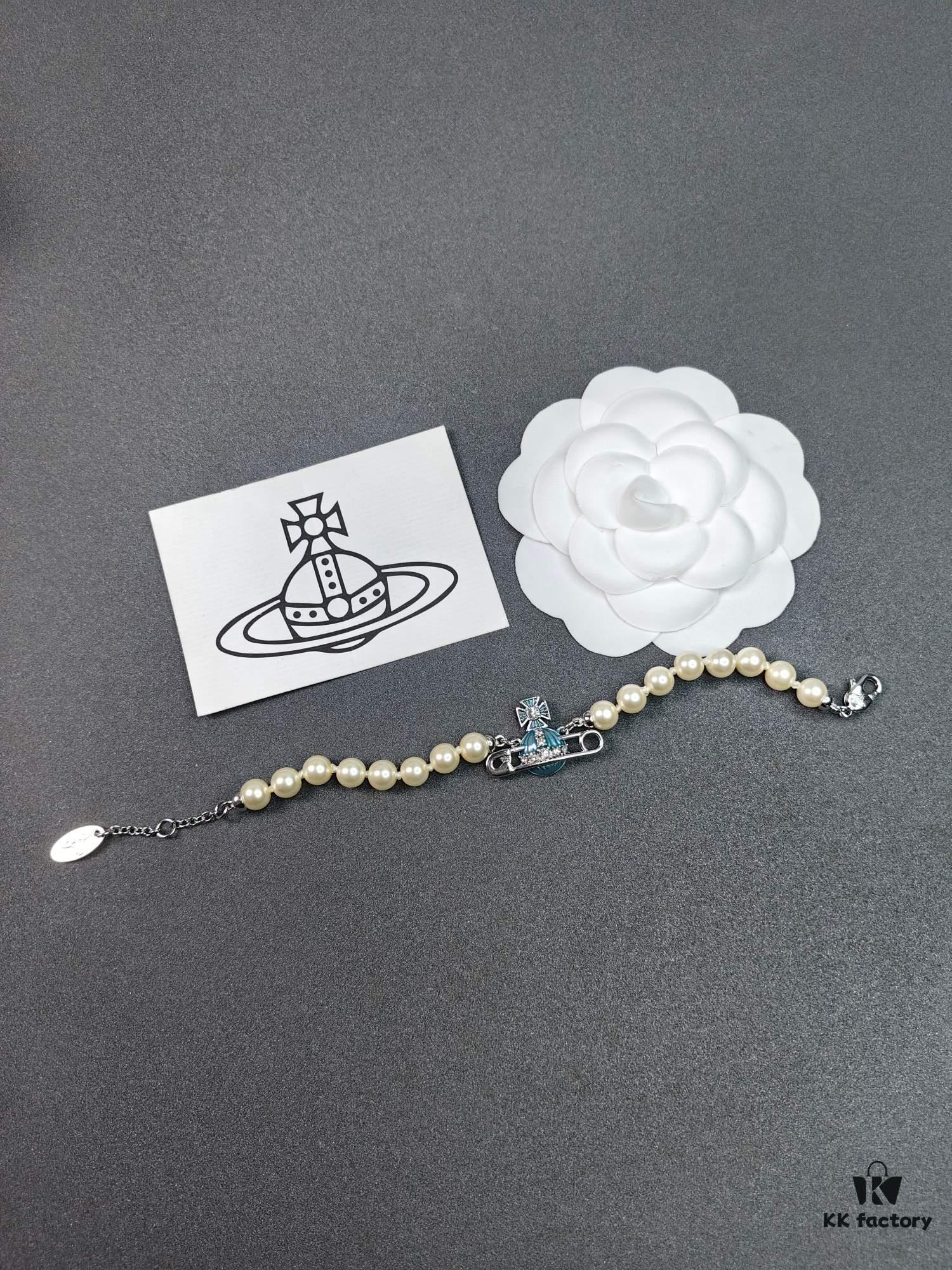 Vivienne Westwood Blue Enamel Saturn Brooch Set