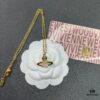 West Queen Saturn Necklace with Powder Diamond in Gold Color