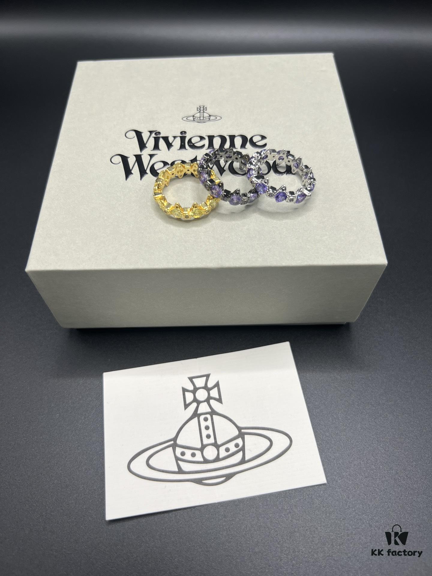 693010d912f62673a6fac497 Vivienne Westwood Saturn Ring with Purple Diamond, Sizes 6, 7, 8