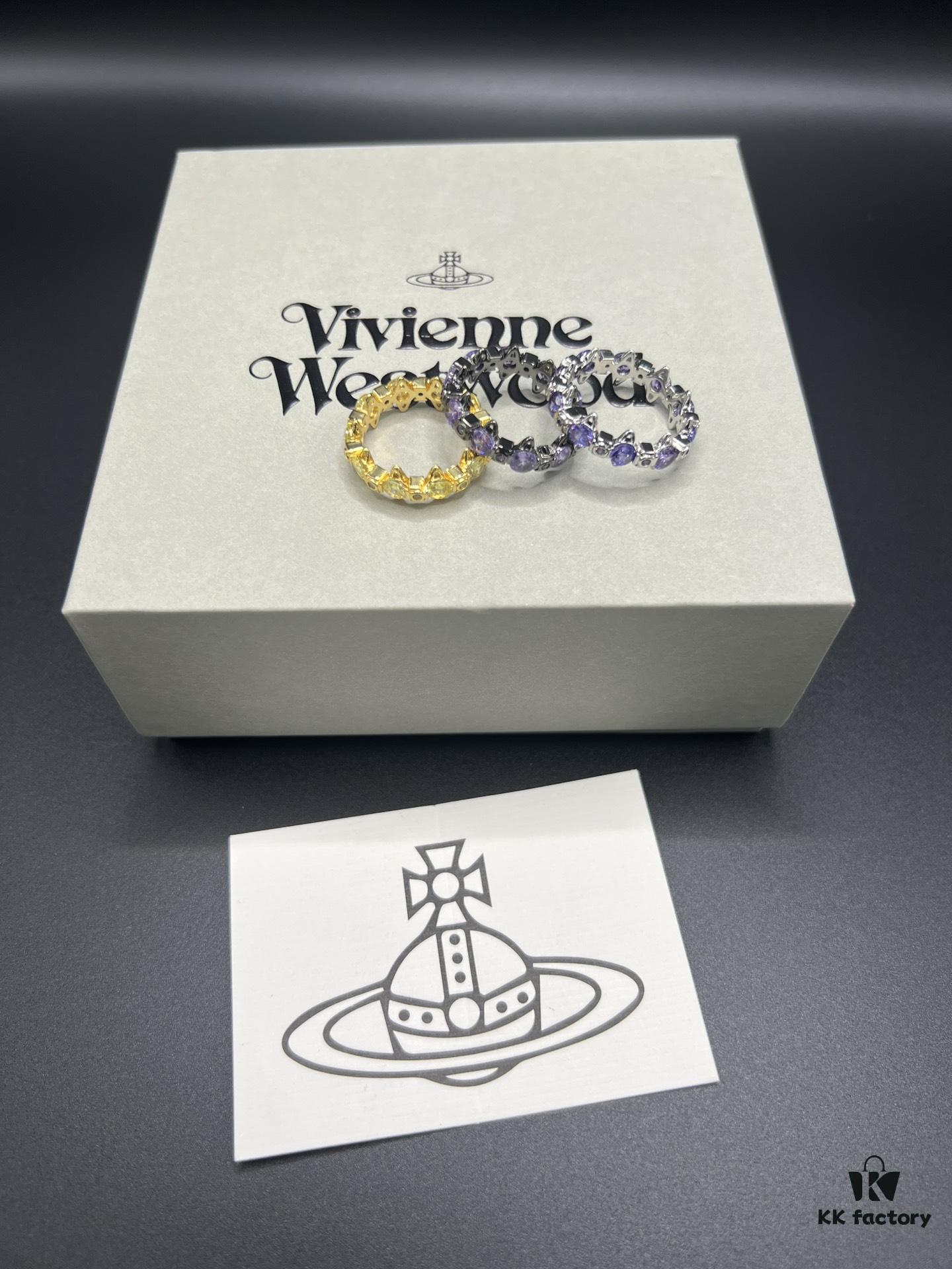 693010d912f62673a6fac498 Vivienne Westwood Saturn Ring with Purple Diamond, Sizes 6, 7, 8
