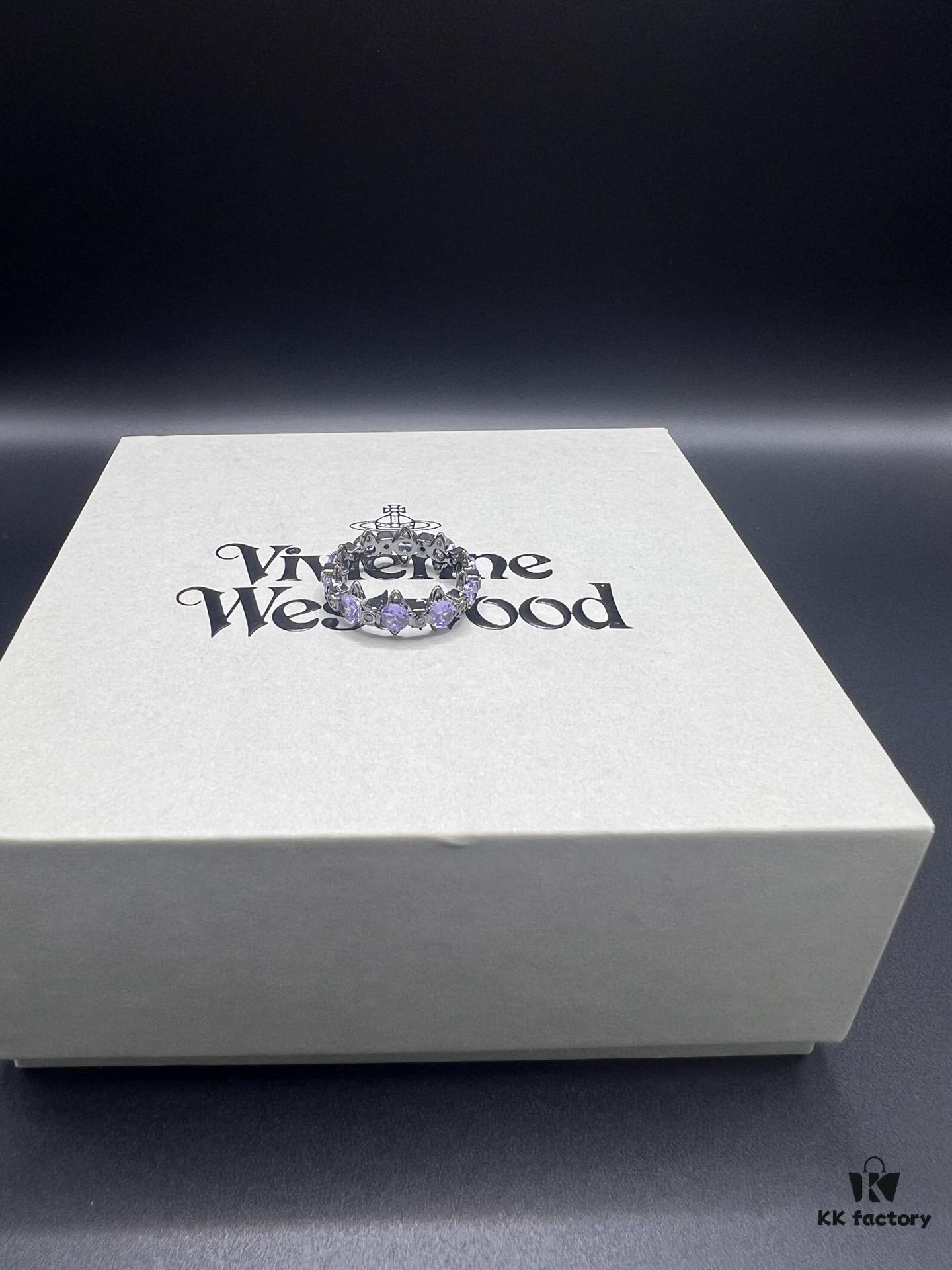 693010db12f62673a6fac49a Vivienne Westwood Saturn Ring with Purple Diamond, Sizes 6, 7, 8