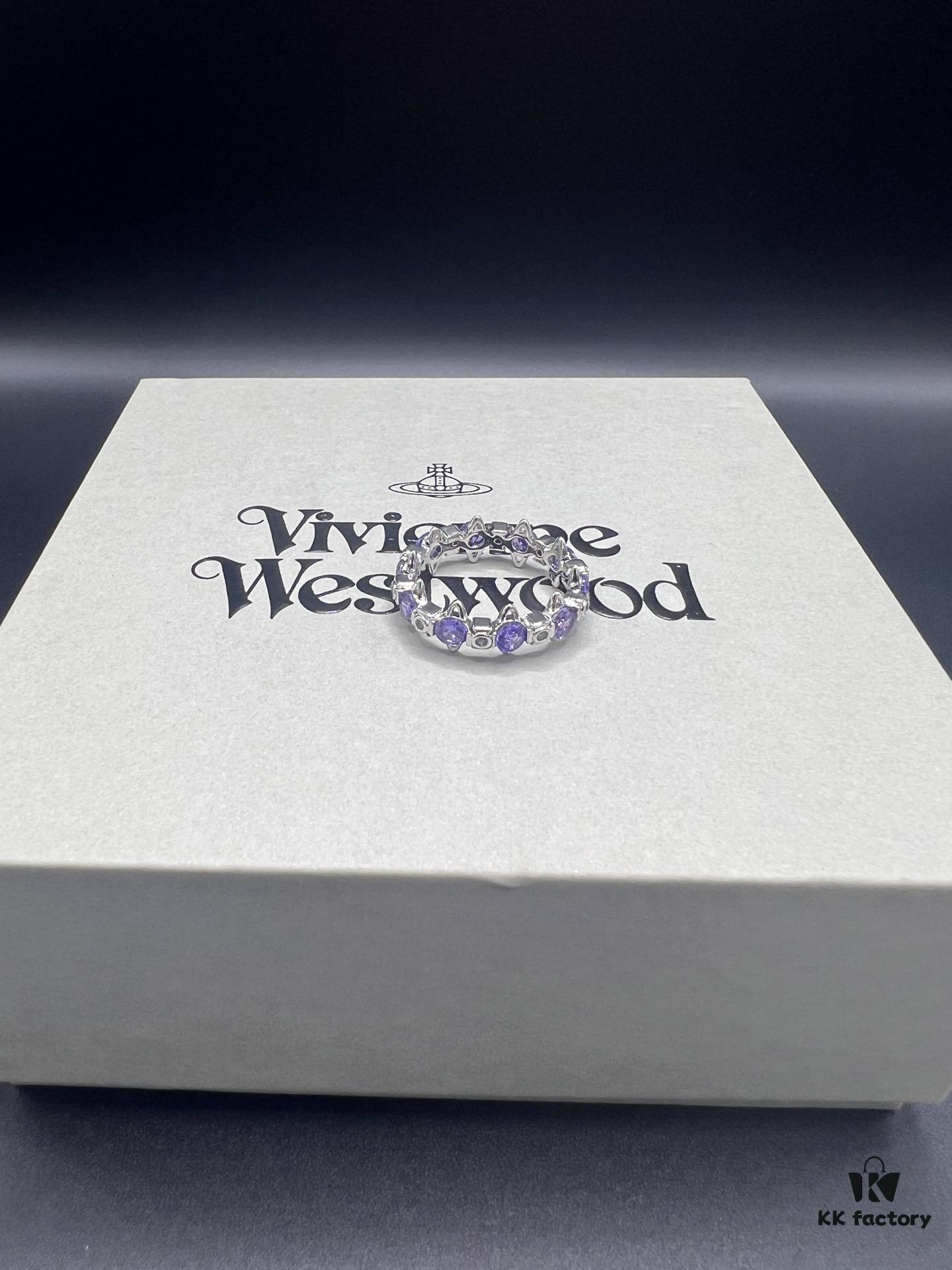 693010db12f62673a6fac49b Vivienne Westwood Saturn Ring with Purple Diamond, Sizes 6, 7, 8