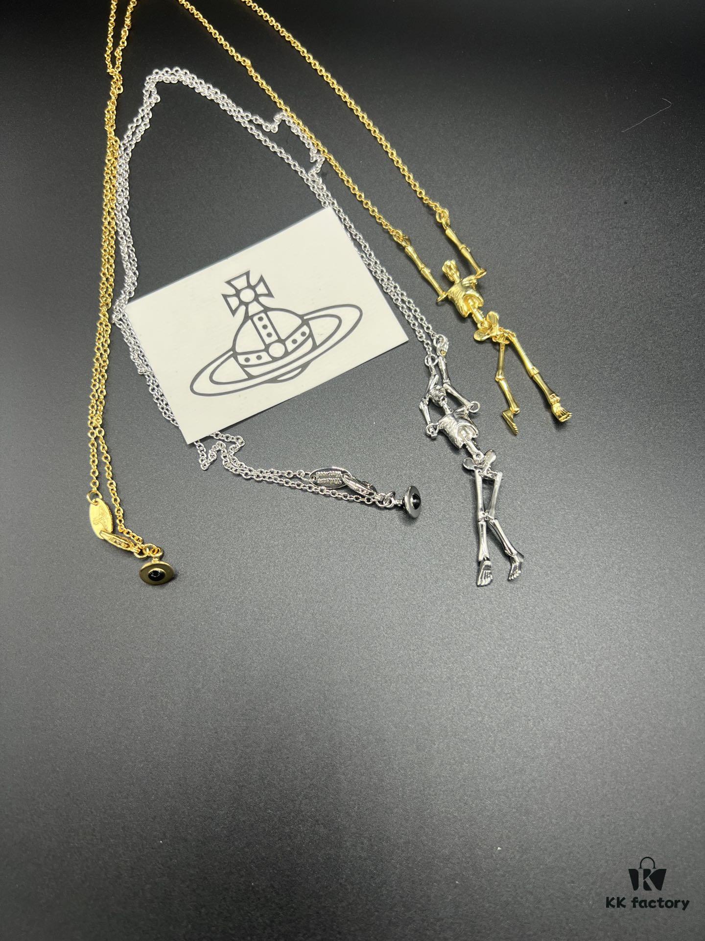 693010e312f62673a6fac4a6 West Queen Skeletal Earrings, Necklace, and Bracelet, Two Colors: White Gold and Yellow Gold C35