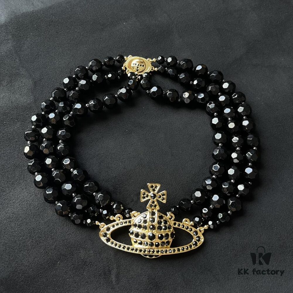 6930111912f62673a6fac4fb Vivienne Westwood 【Three-Layer Black Pearl Saturn Choker】 Neck Chain