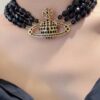 Vivienne Westwood 【Three-Layer Black Pearl Saturn Choker】 Neck Chain