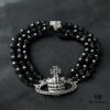 Vivienne Westwood 【Three-Layer Black Pearl Saturn Choker】 Neck Chain