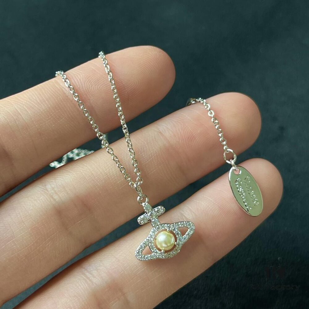 6930112812f62673a6fac50c Westminster Saturn OLYMPIA Pearl Fully Paved Diamond Necklace