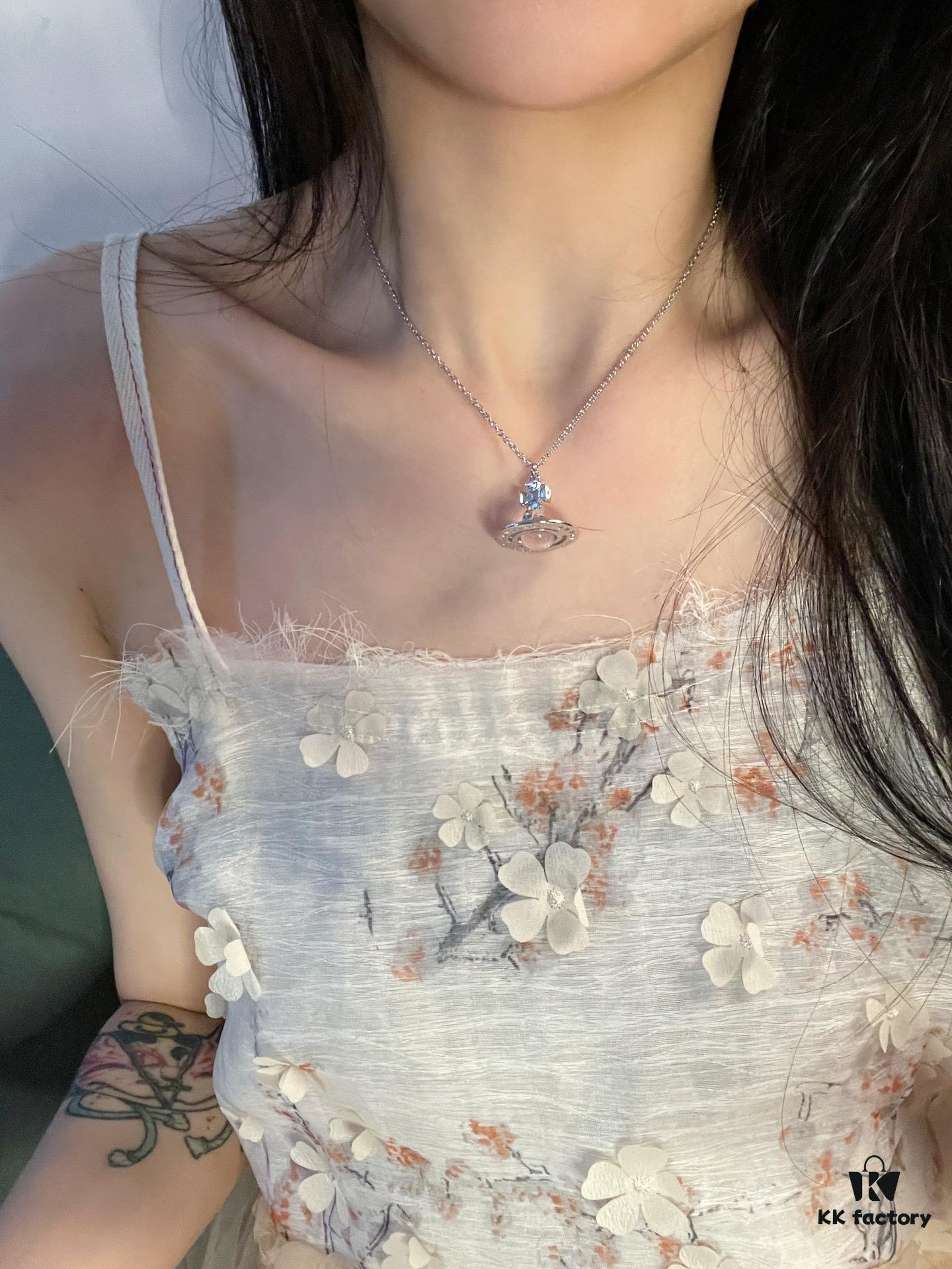 6930113012f62673a6fac515 Vivienne Westwood 3D Earth Planet Crystal Necklace