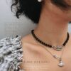 West Grandma Black Pearl Saturn Necklace