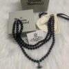 West Queen Three-Tiered Teardrop Black Crystal Necklace