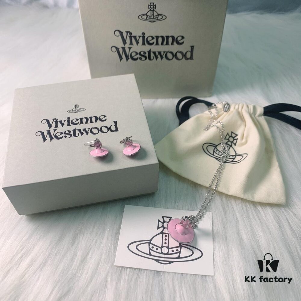 6930114012f62673a6fac526 West Queen Light Pink Resin 3D Saturn Necklace and Earrings Set