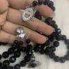 West Queen Three-Tiered Teardrop Black Crystal Necklace