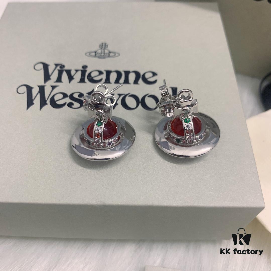 West Queen 3D Red Glass Ball Earrings