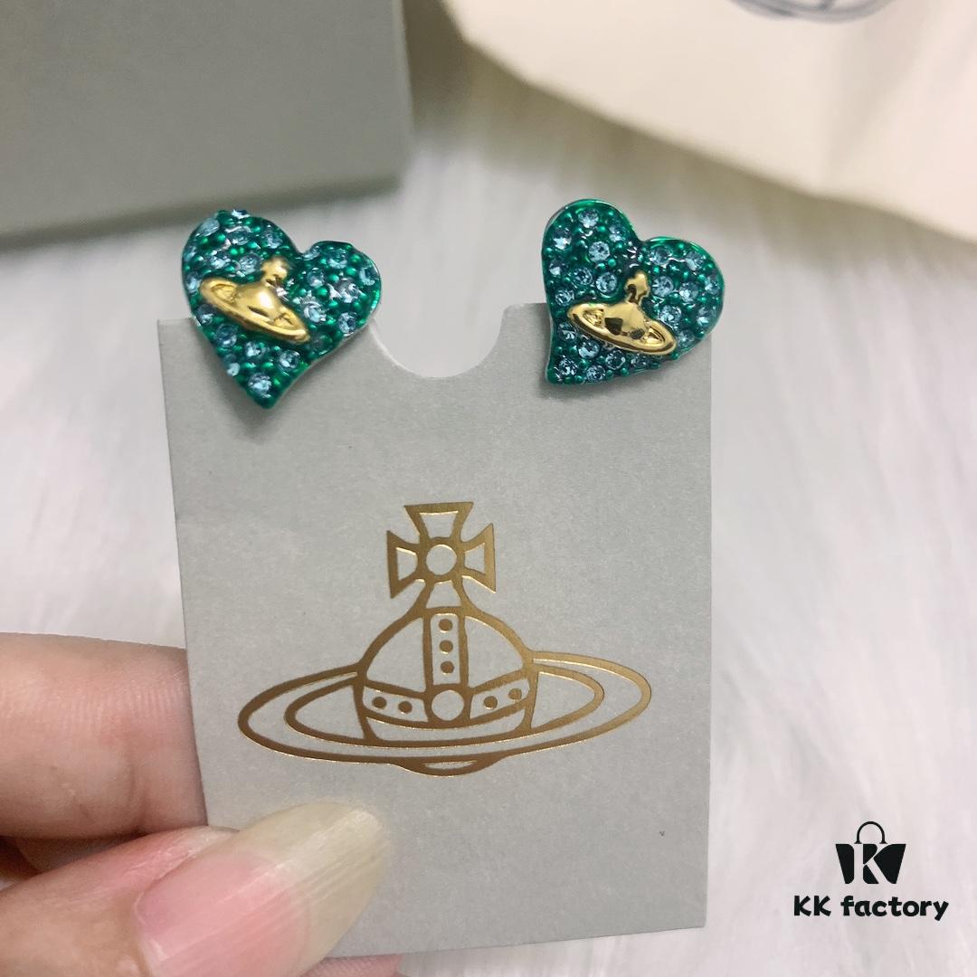 West Queen Bicolor Heart Stud Earrings