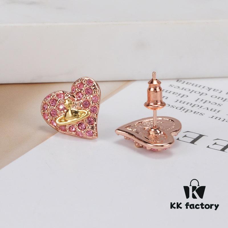 West Queen Bicolor Heart Stud Earrings