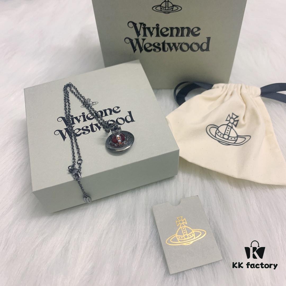 West Queen 3D Red Glass Ball Necklace in Black Gunmetal Color