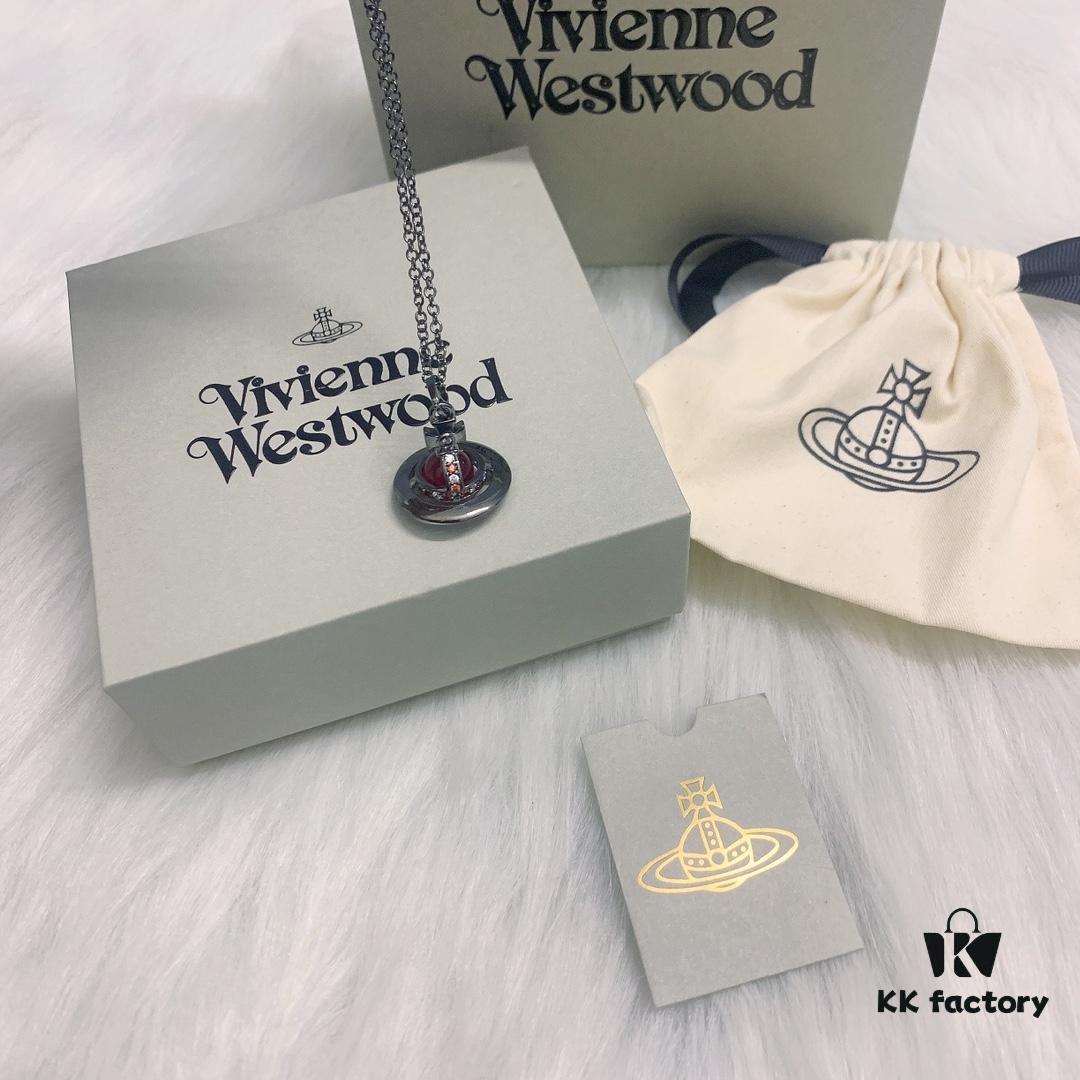 West Queen 3D Red Glass Ball Necklace in Black Gunmetal Color