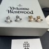 West Queen Half-Round Pearl Mini Saturn Stud Earrings