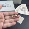 West Queen Half-Round Pearl Mini Saturn Stud Earrings