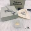 West Queen 3D Purple Glass Bead Necklace in White Gold Color