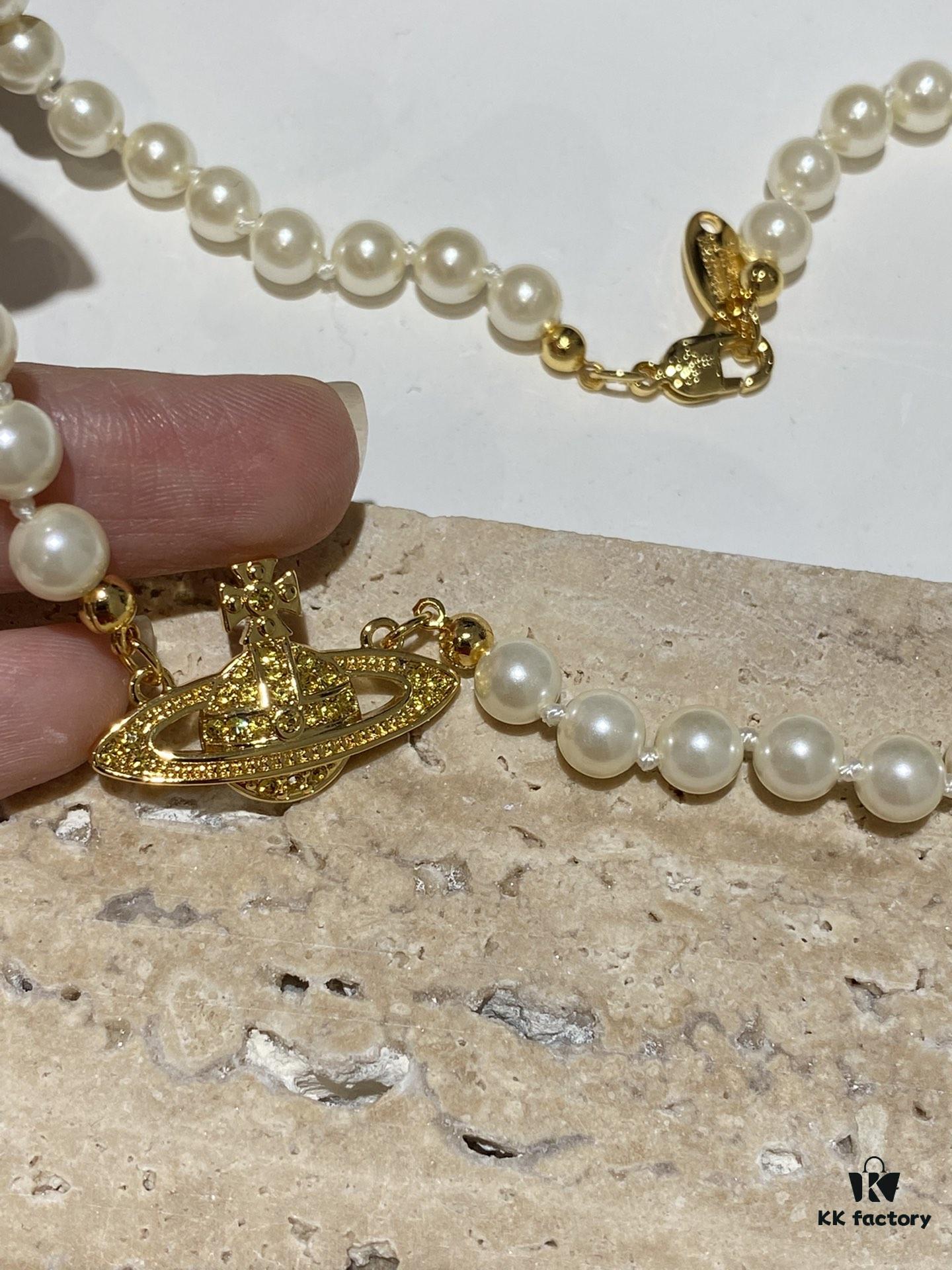 6930119312f62673a6fac58d Saturn | Vivienne Westwood Jewelry Pearl Necklace in Gold