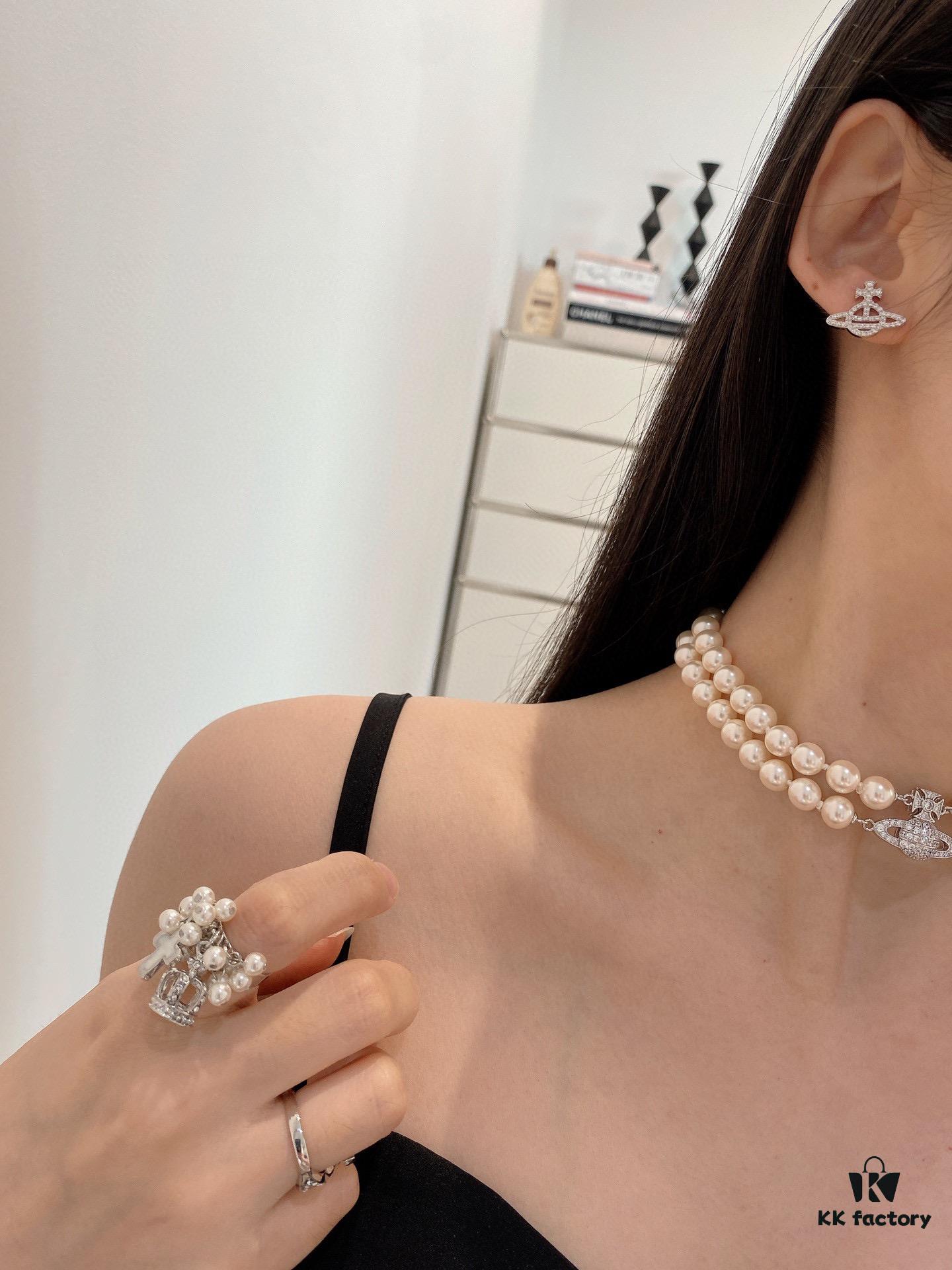 693011a212f62673a6fac59c Saturn | Vivienne Westwood Jewelry Double-Layer Pearl Necklace and Bracelet