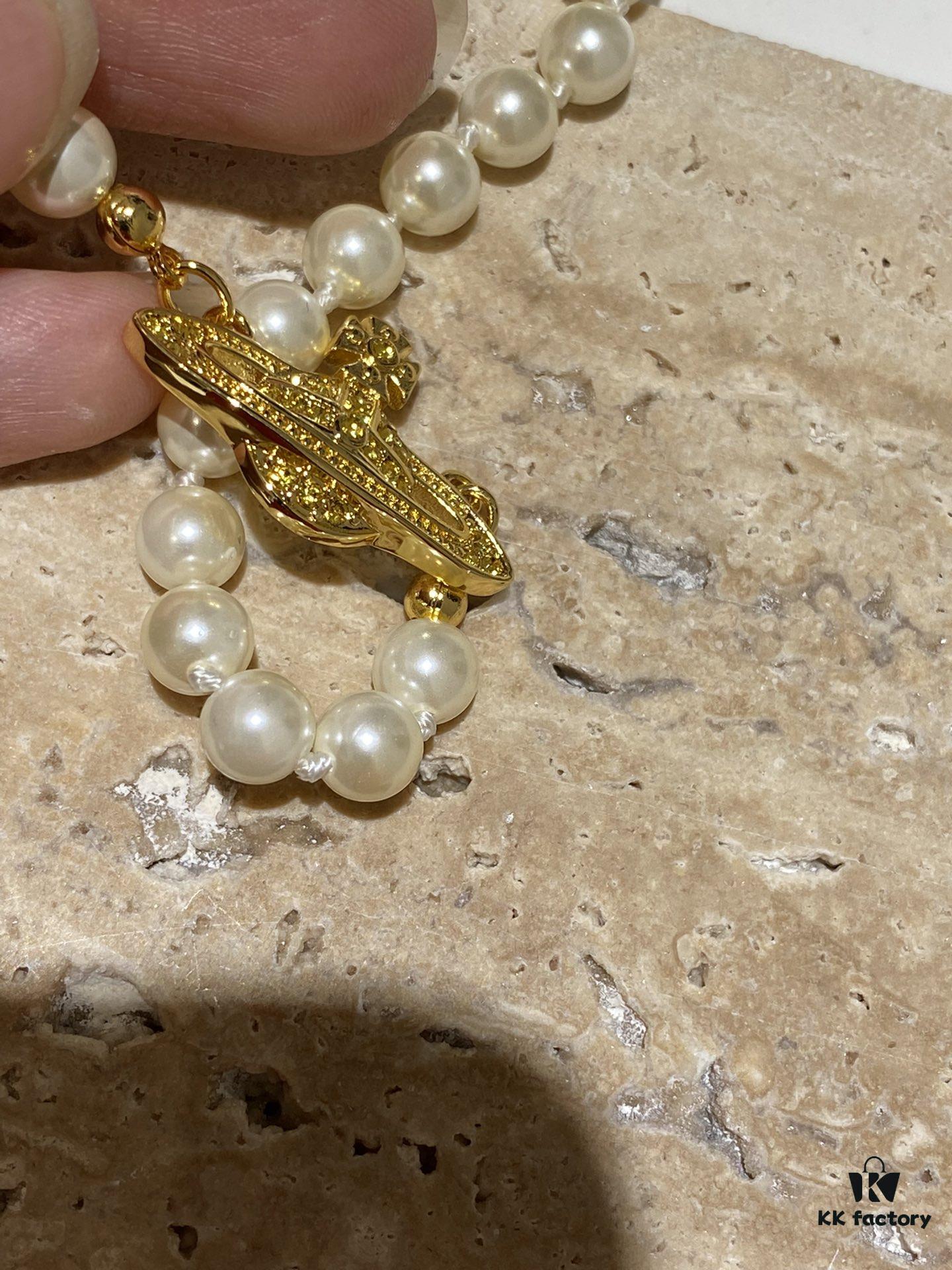 693011a412f62673a6fac59e Saturn | Vivienne Westwood Jewelry Pearl Necklace in Gold