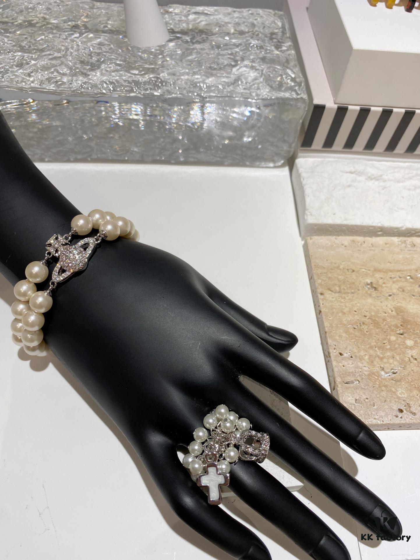 693011a712f62673a6fac5a1 Saturn | Vivienne Westwood Jewelry Double-Layer Pearl Necklace and Bracelet