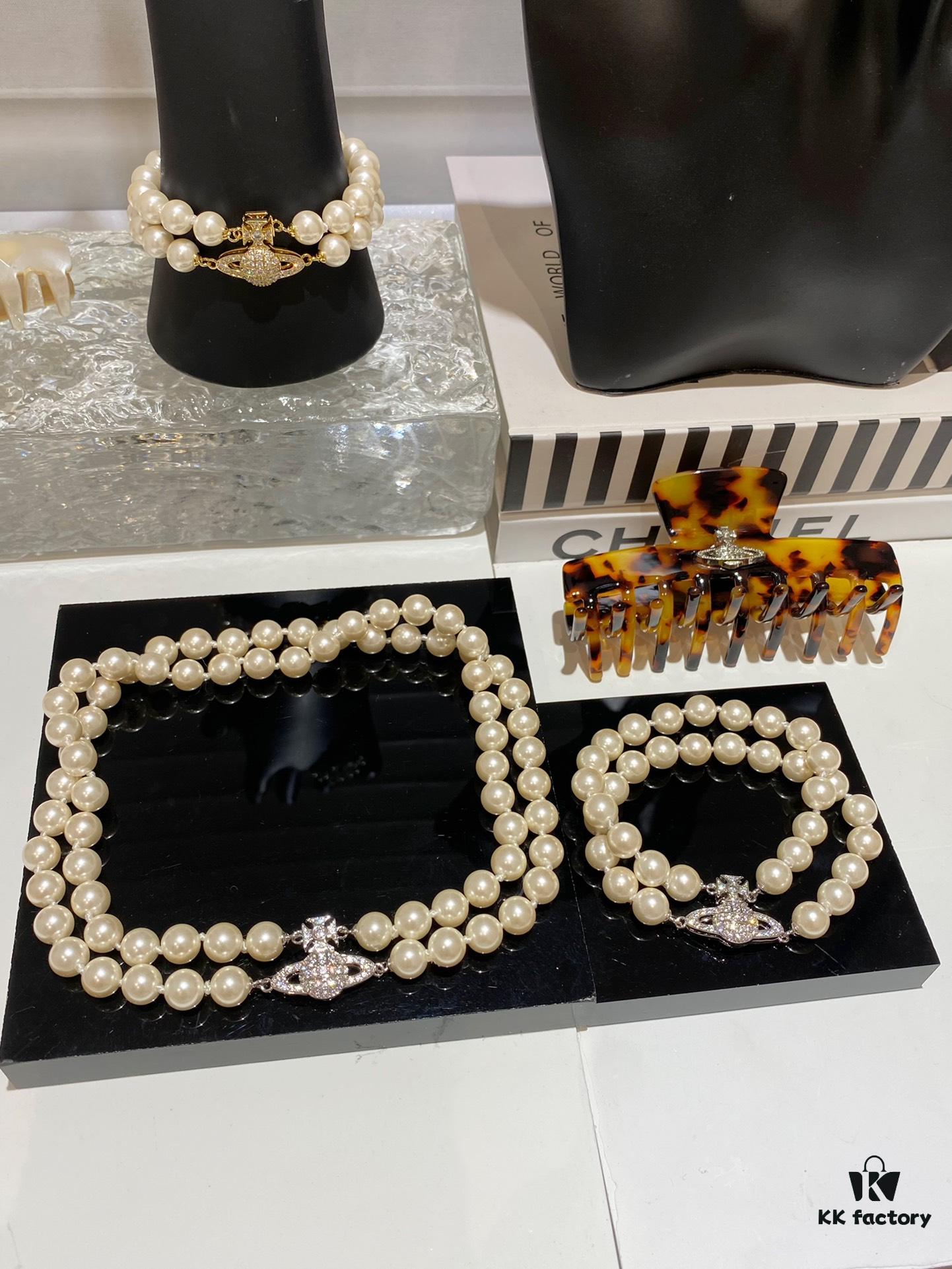693011a712f62673a6fac5a2 Saturn | Vivienne Westwood Jewelry Double-Layer Pearl Necklace and Bracelet