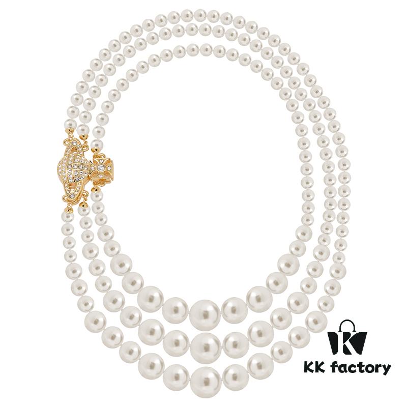 693011a812f62673a6fac5a4 Vivienne Westwood Full Diamond Magnetic - Three-Layer Necklace - Gold