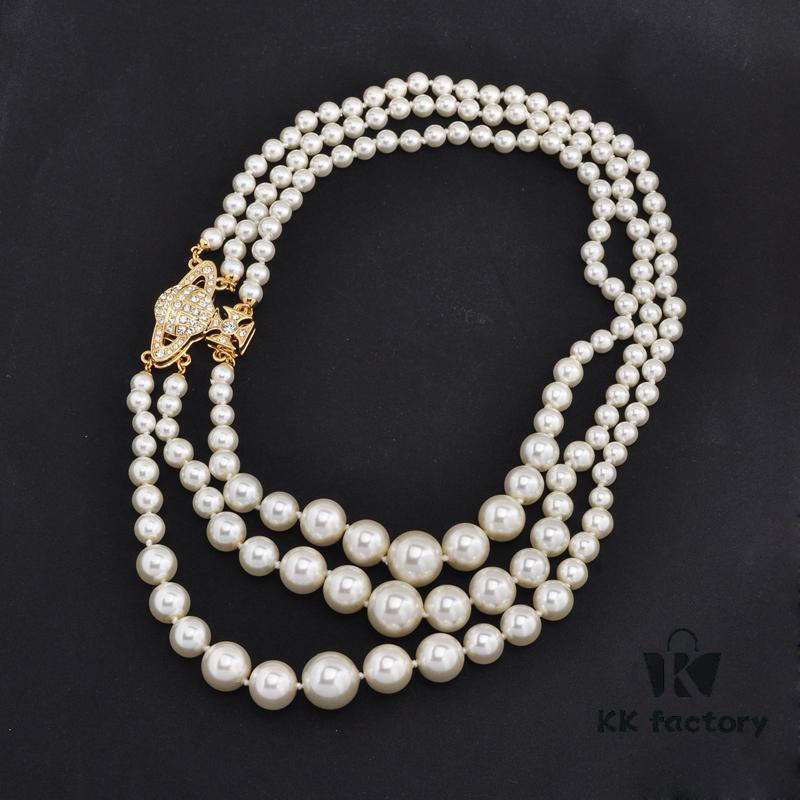 693011ab12f62673a6fac5aa Vivienne Westwood Full Diamond Magnetic - Three-Layer Necklace - Gold