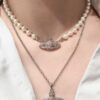 693011bc12f62673a6fac5c8 New Arrival Today 🆕 Vivienne Westwood Pink Diamond Saturn Pearl Necklace in Silver