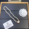 West Queen Pink and White Pearl Necklace - Gold Color