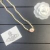West Queen Pink and White Pearl Necklace - Gold Color