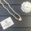 West Queen Pink and White Pearl Necklace - Gold Color