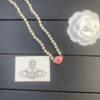 West Queen Magnetic Clasp Rose Red Pearl Necklace - Gold Color