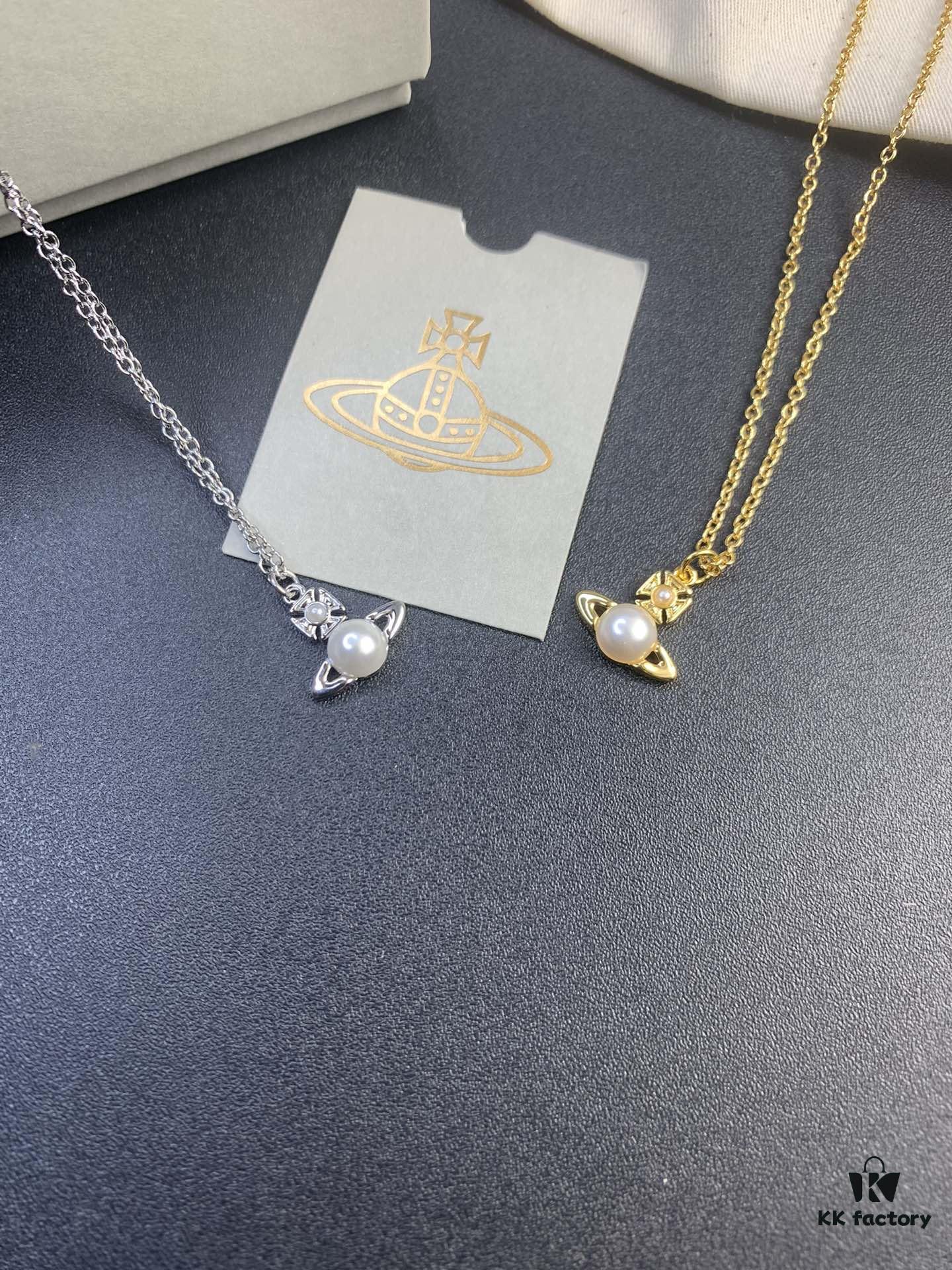 693011ff12f62673a6fac611 West Queen Pearl Necklace in White Gold and Yellow Gold Two Tones