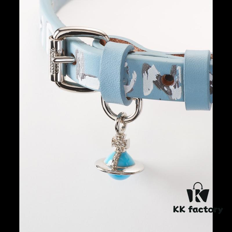 6930120512f62673a6fac61d Vivienne Westwood 3D Saturn Letter Leather Cord - Blue