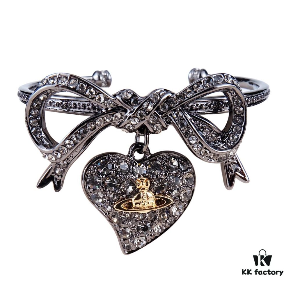 6930121912f62673a6fac630 Westminster Titanium Black Bow Heart Bracelet