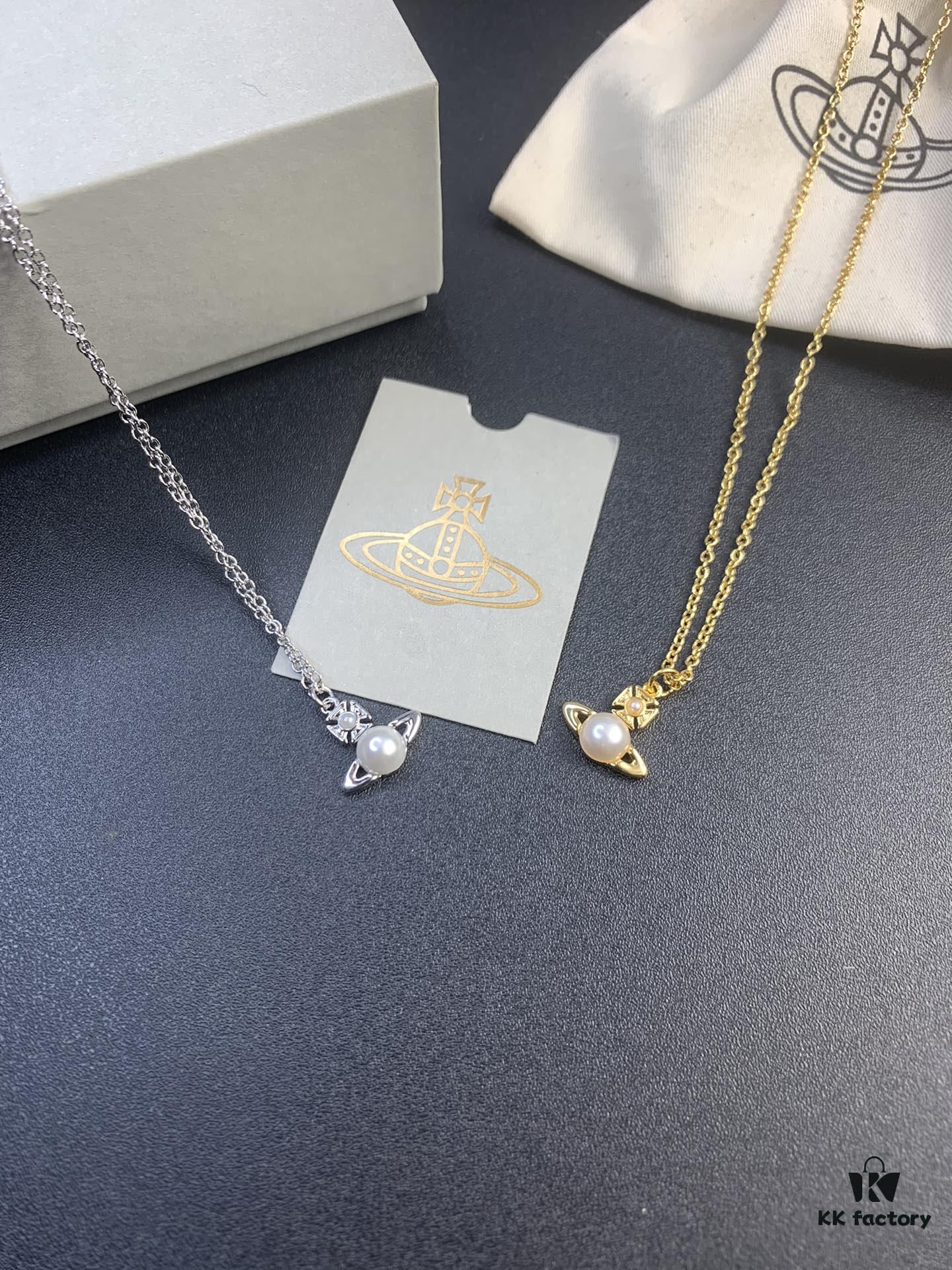 6930121a12f62673a6fac632 West Queen Pearl Necklace in White Gold and Yellow Gold Two Tones