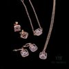 West Queen Sugar Cube Glass Necklace, Bracelet, and Earring Set, Purple, Pink, Yellow