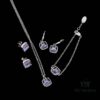 West Queen Sugar Cube Glass Necklace, Bracelet, and Earring Set, Purple, Pink, Yellow