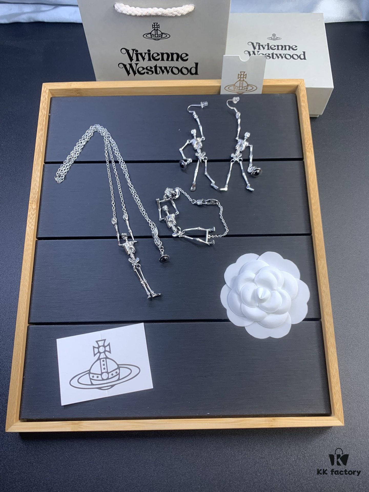 6930122e12f62673a6fac649 West Queen Skull Skeleton Earrings, Necklace, and Bracelet Set