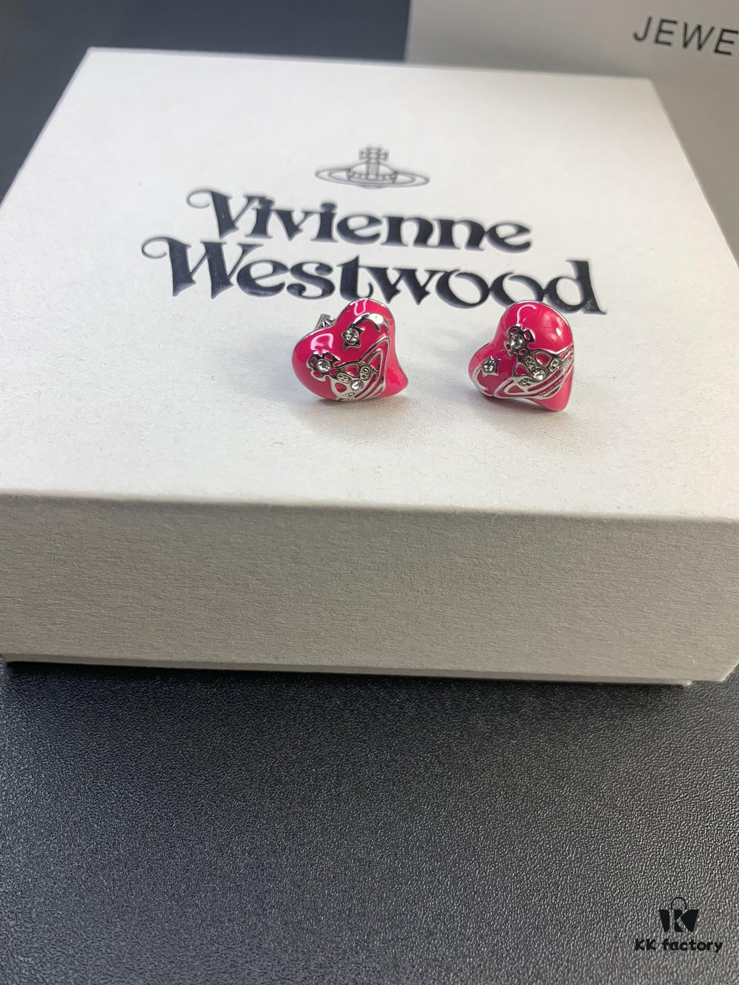 6930125c12f62673a6fac67b New Arrival: Vivienne Westwood Love Heart Enamel Stud Earrings, Red, Blue, Black, Plated in 18K Real Gold, Available in White Gold and Rose Gold