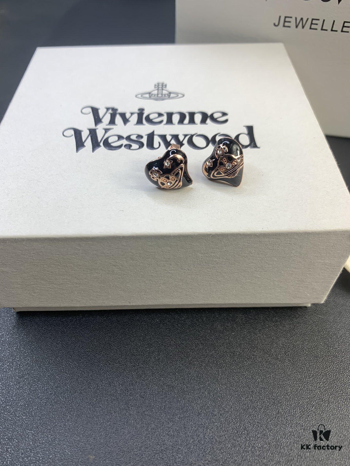 6930125d12f62673a6fac67c New Arrival: Vivienne Westwood Love Heart Enamel Stud Earrings, Red, Blue, Black, Plated in 18K Real Gold, Available in White Gold and Rose Gold